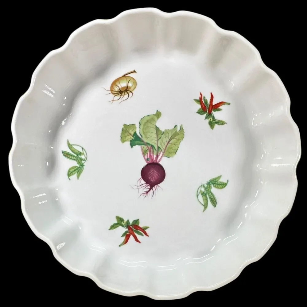 Vegetable Garden by Andrea - Round Casserole Pie Quiche Pan Dish 9.5”‎ X 3.75”